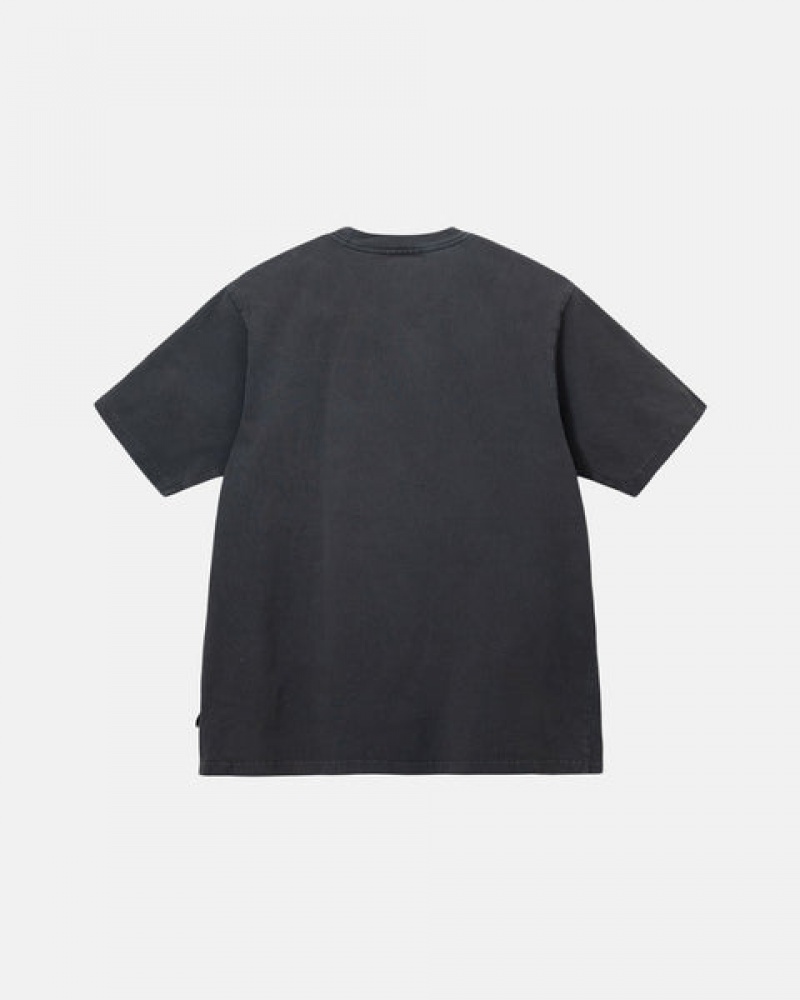 Black Men's Stussy Pigment Dyed Crew Tees Philippines | UNF-9642