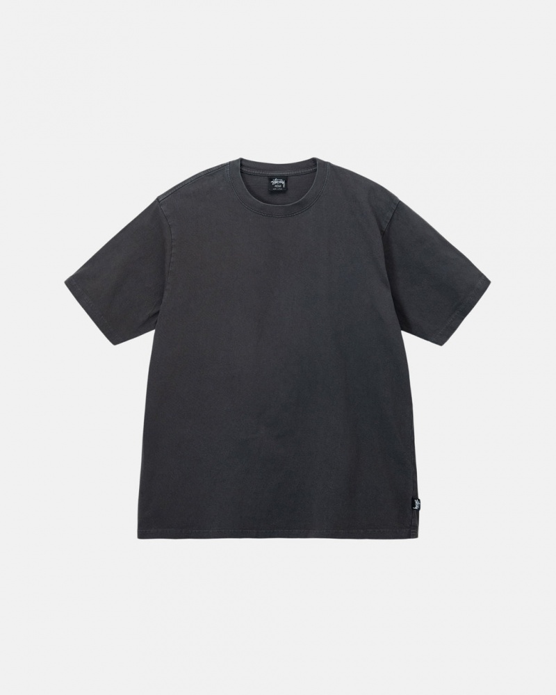 Black Men\'s Stussy Pigment Dyed Crew Tees Philippines | UNF-9642