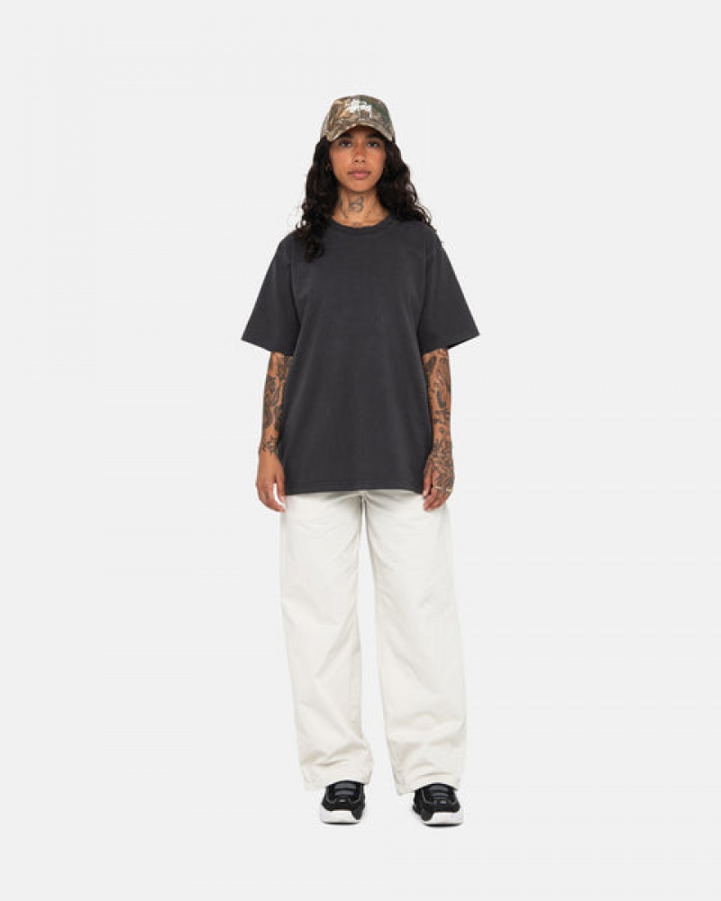 Black Men's Stussy Pigment Dyed Crew Tops Philippines | PNJ-2050