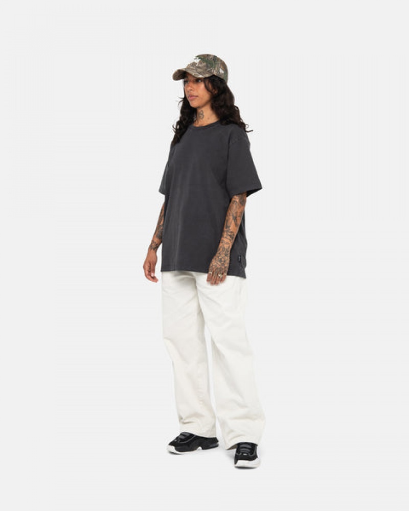 Black Men's Stussy Pigment Dyed Crew Tops Philippines | PNJ-2050