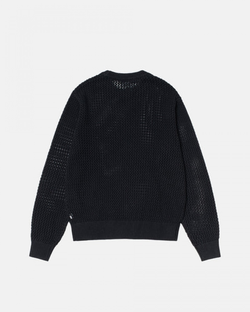 Black Men's Stussy Pigment Dyed Loose Gauge Knit Sweaters Philippines | TTZ-7765