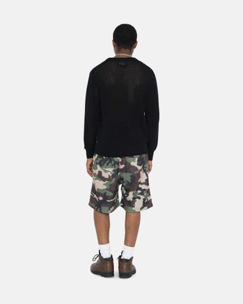 Black Men's Stussy Pigment Dyed Loose Gauge Knit Sweaters Philippines | TTZ-7765