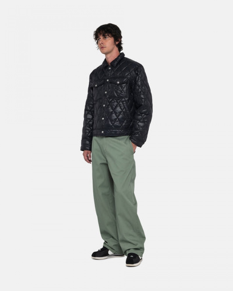 Black Men's Stussy Ranch Jacket Quilted Nylon Jackets Philippines | RUK-7362