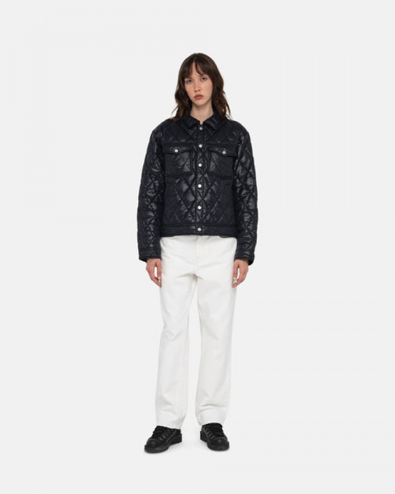 Black Men's Stussy Ranch Jacket Quilted Nylon Jackets Philippines | RUK-7362