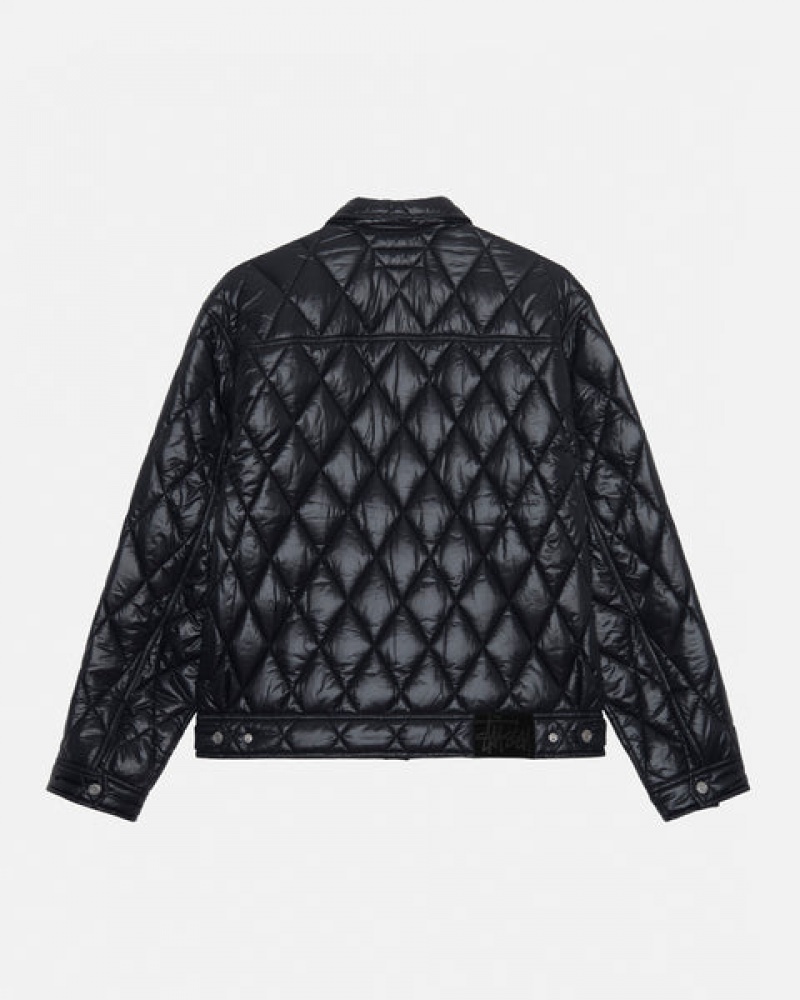 Black Men's Stussy Ranch Jacket Quilted Nylon Jackets Philippines | RUK-7362