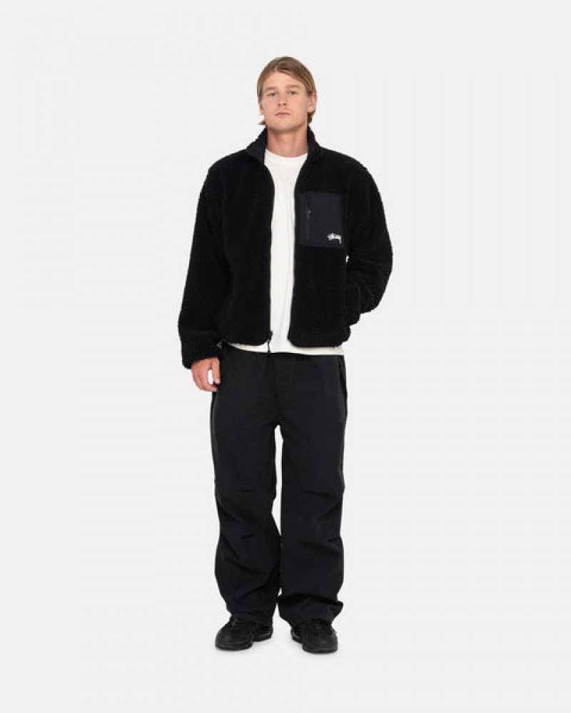 Black Men's Stussy Sherpa Reversible Jackets Philippines | IYO-8358