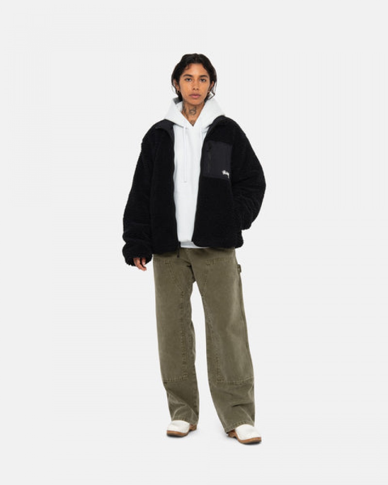 Black Men's Stussy Sherpa Reversible Jackets Philippines | IYO-8358