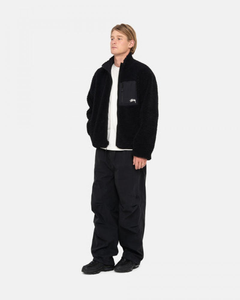 Black Men's Stussy Sherpa Reversible Jackets Philippines | IYO-8358