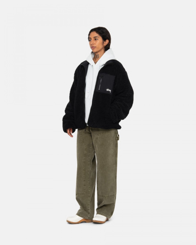 Black Men's Stussy Sherpa Reversible Jackets Philippines | IYO-8358