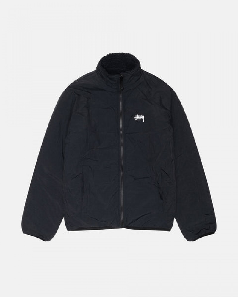 Black Men's Stussy Sherpa Reversible Jackets Philippines | IYO-8358