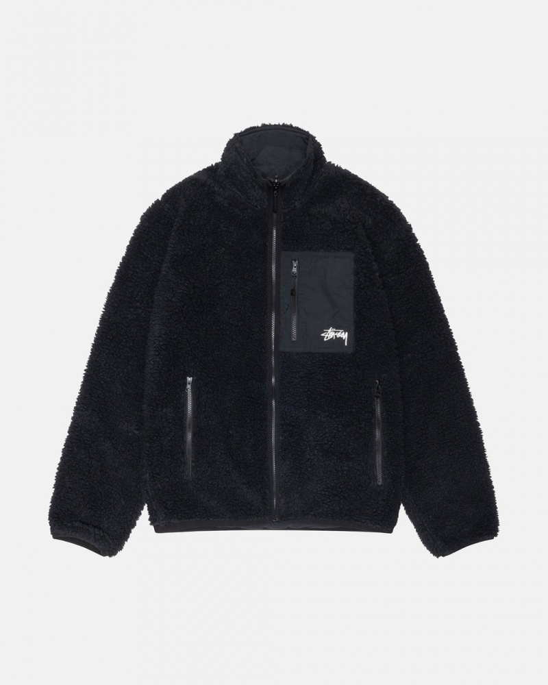 Black Men\'s Stussy Sherpa Reversible Jackets Philippines | IYO-8358