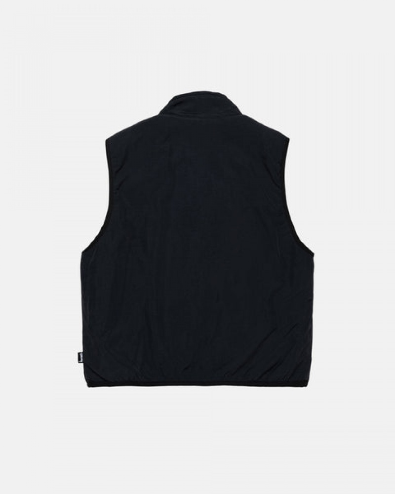 Black Men's Stussy Sherpa Reversible Vest Philippines | DCQ-2713