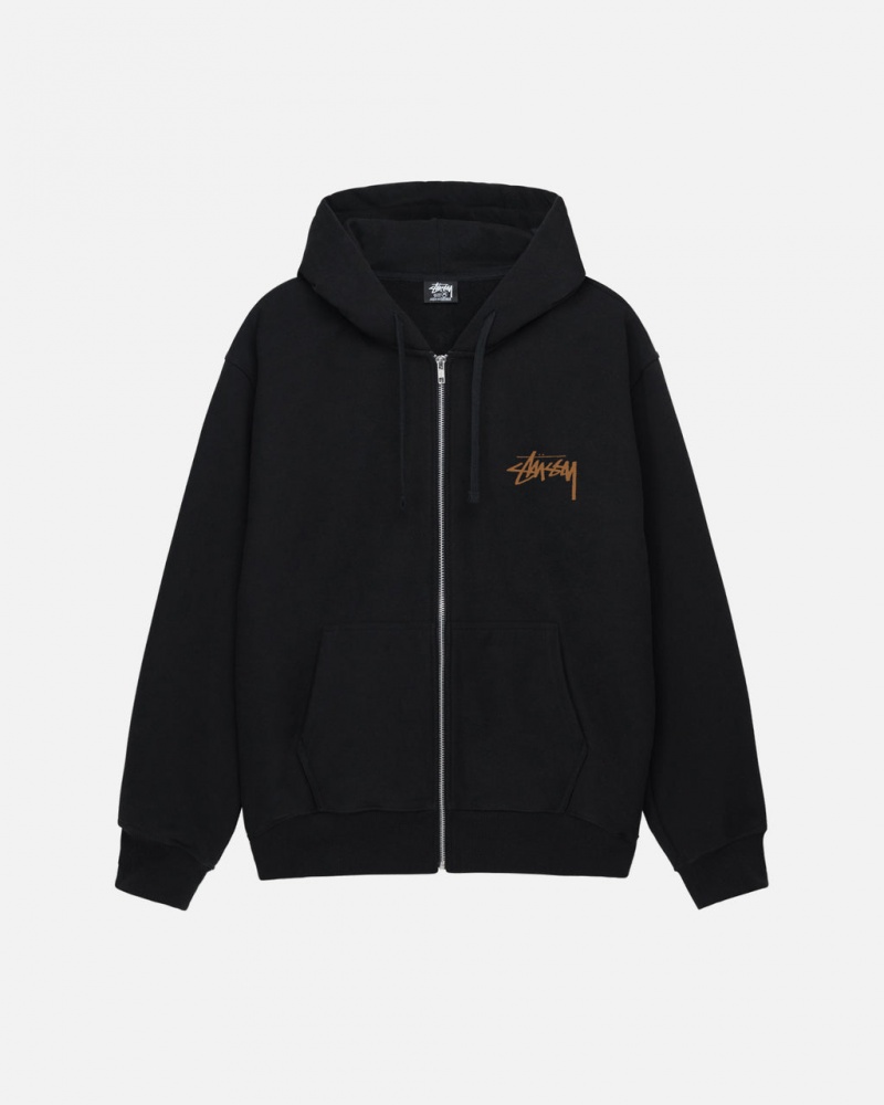 Black Men\'s Stussy Skate Tough Zip Hoodie Philippines | JVU-9235