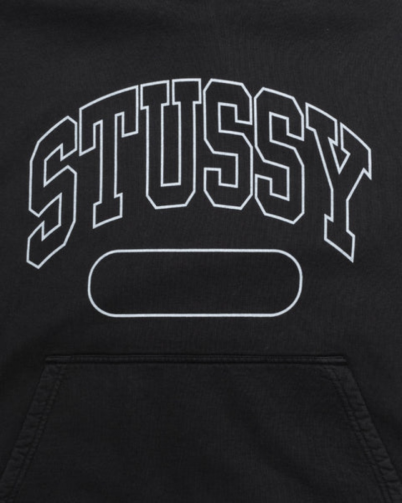 Black Men's Stussy Ss Boxy Cropped Hoodie Philippines | STQ-6799