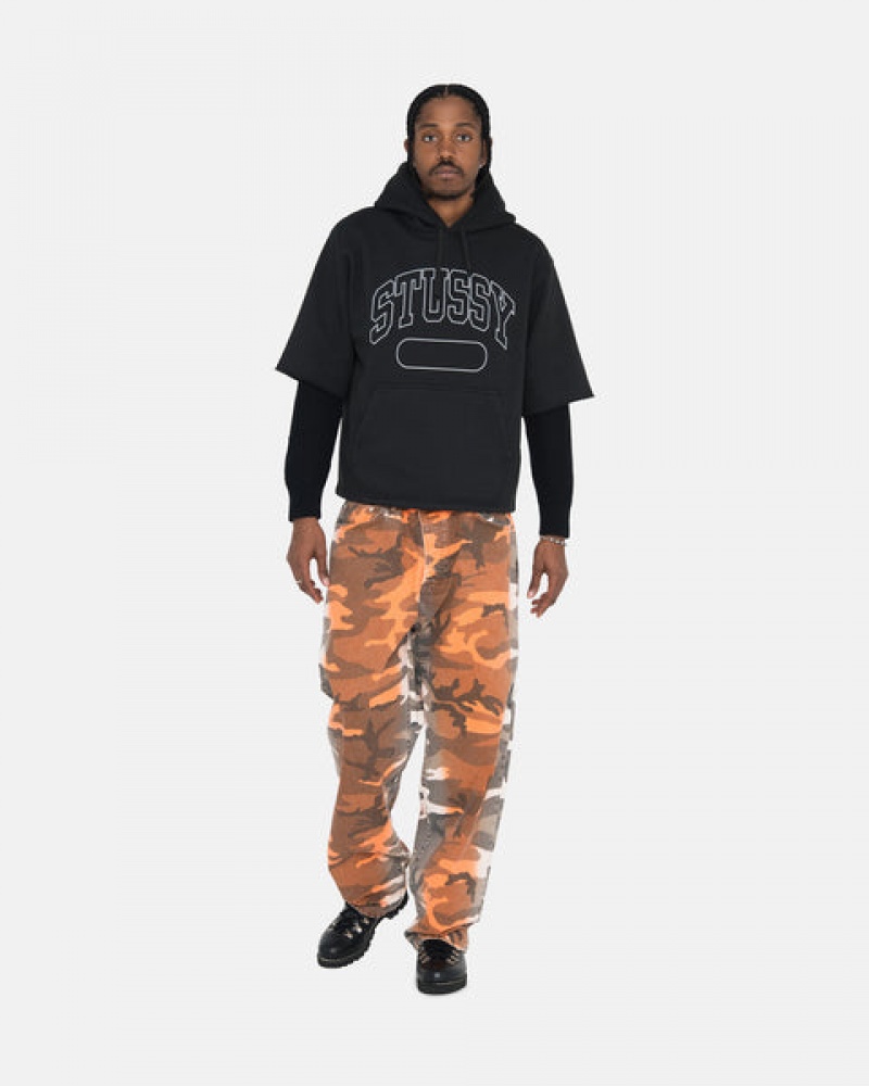 Black Men's Stussy Ss Boxy Cropped Hoodie Philippines | STQ-6799