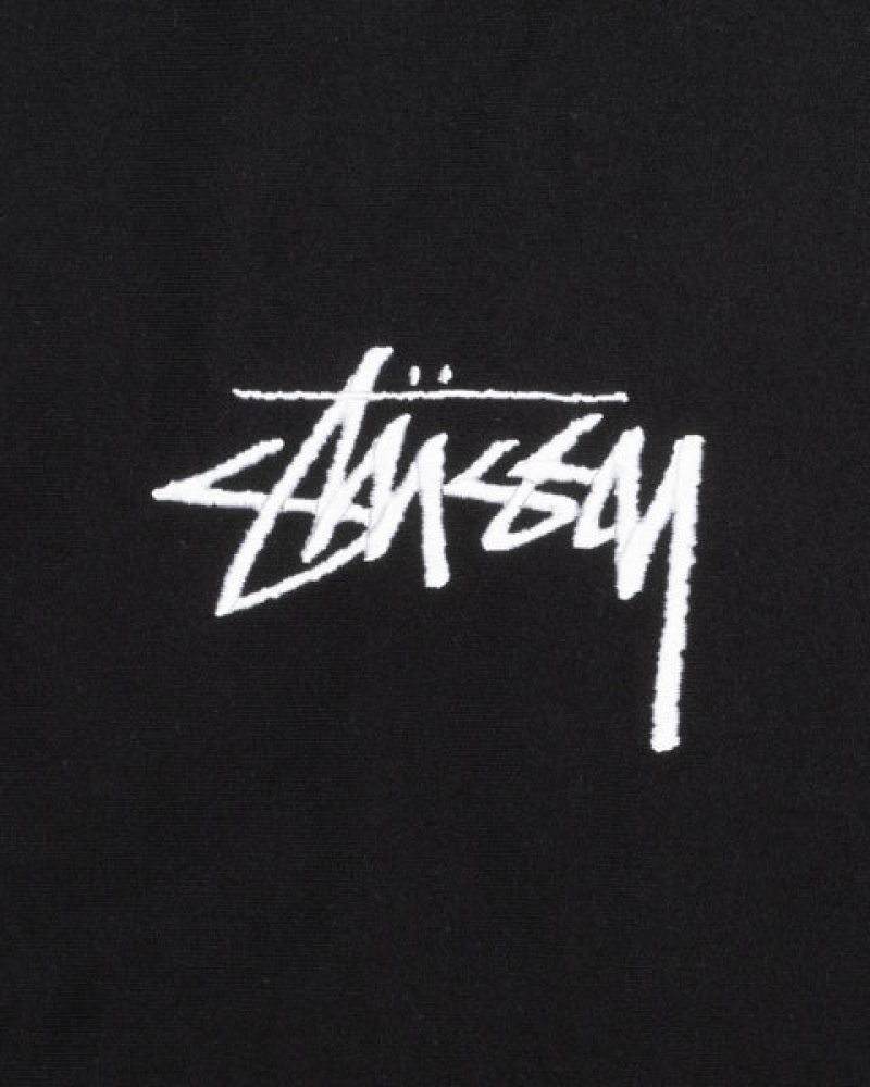 Black Men's Stussy Stock Logo Applique Hoodie Philippines | TNM-9237