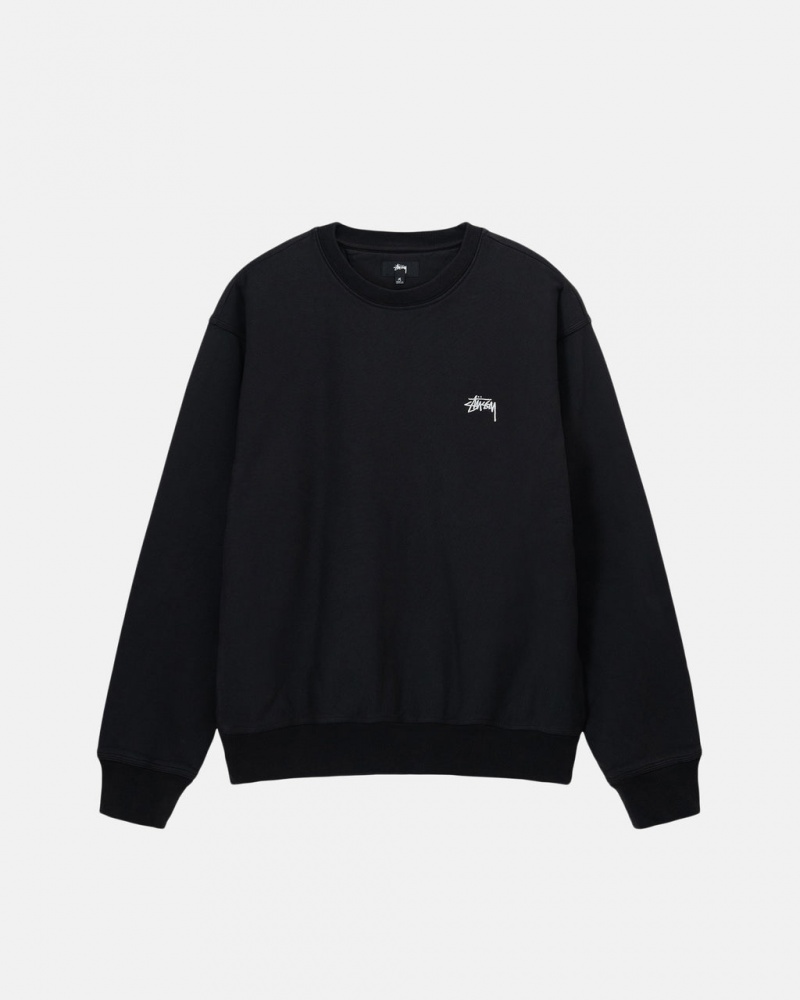 Black Men\'s Stussy Stock Logo Crew Sweatshirts Philippines | HXV-9948