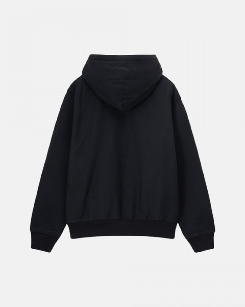 Black Men's Stussy Stock Logo Zip Hoodie Philippines | KFT-0710