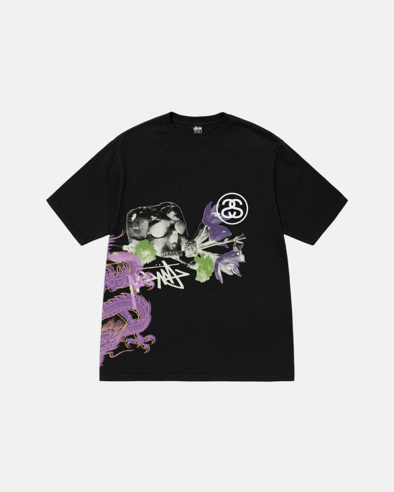 Black Men\'s Stussy Strike Pigment Dyed Tees Philippines | XLI-0679