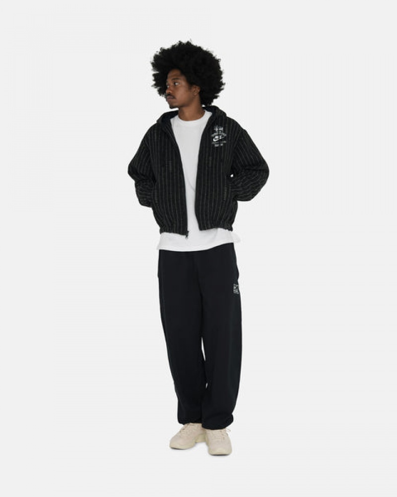 Black Men's Stussy Stone Wash Fleece Pant Sweatpants Philippines | LUR-8713