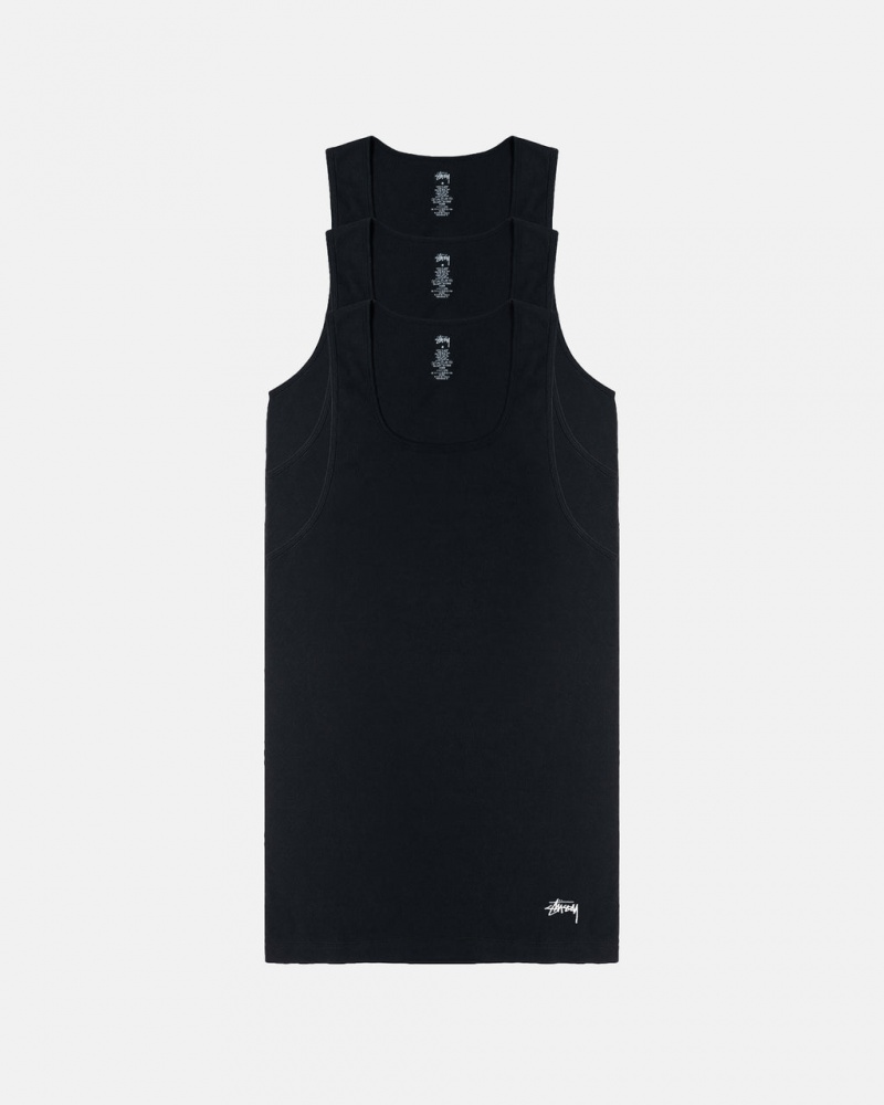 Black Men\'s Stussy Stussy Tank Undershirt Shirts Philippines | VHP-9465