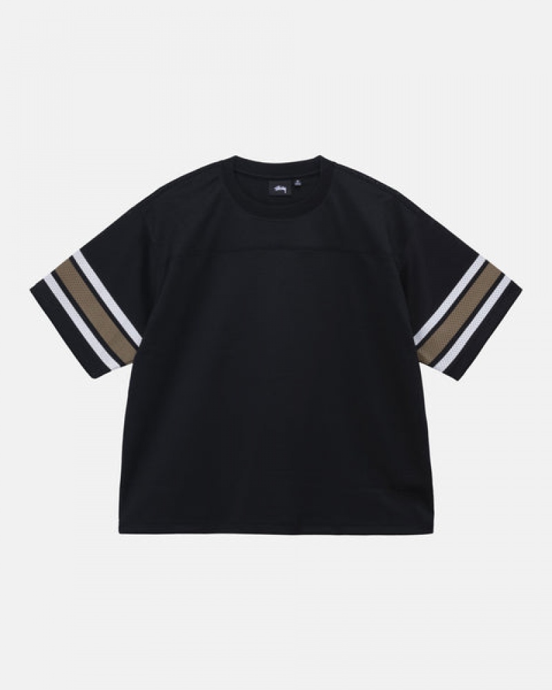 Black Men's Stussy Surfman Mesh Football Jersey Tops Philippines | SPM-9205