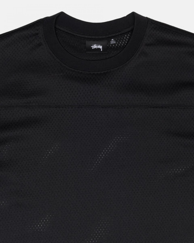 Black Men's Stussy Surfman Mesh Football Jersey Tops Philippines | SPM-9205