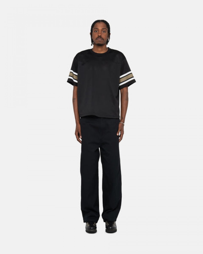 Black Men's Stussy Surfman Mesh Football Jersey Tops Philippines | SPM-9205