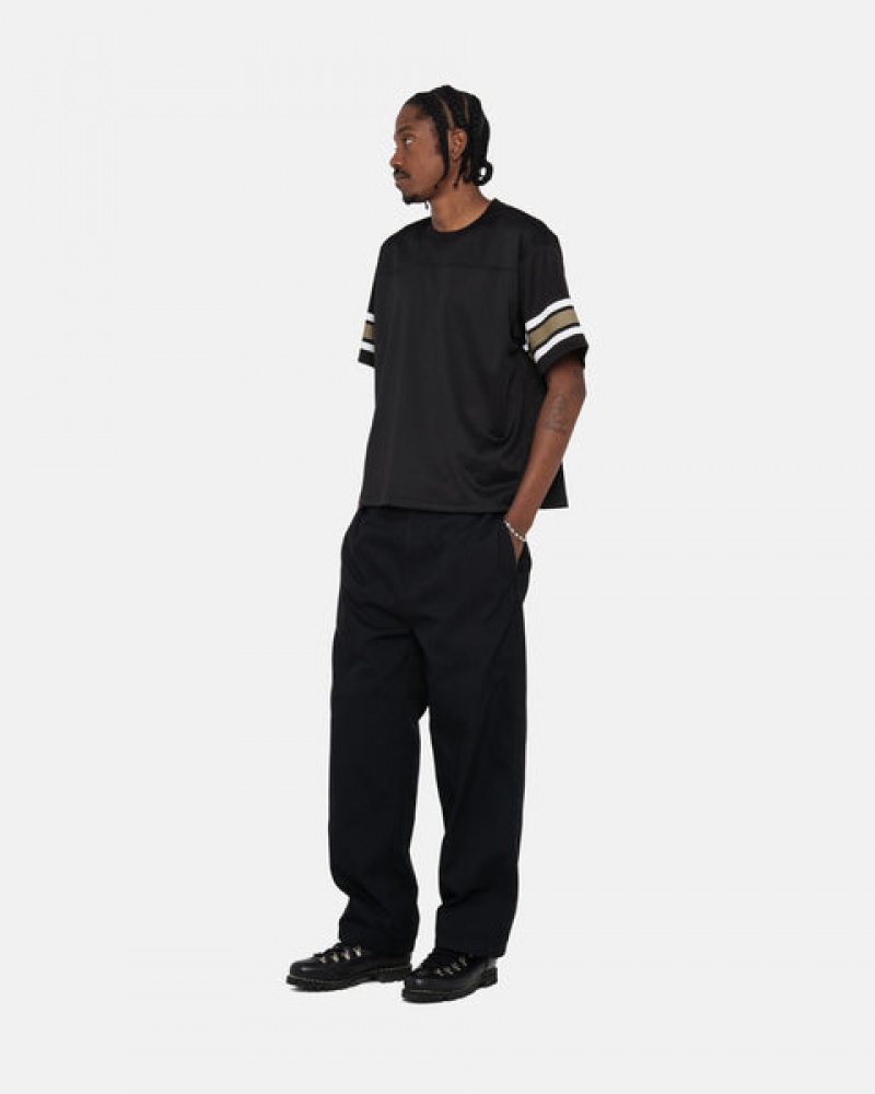 Black Men's Stussy Surfman Mesh Football Jersey Tops Philippines | SPM-9205