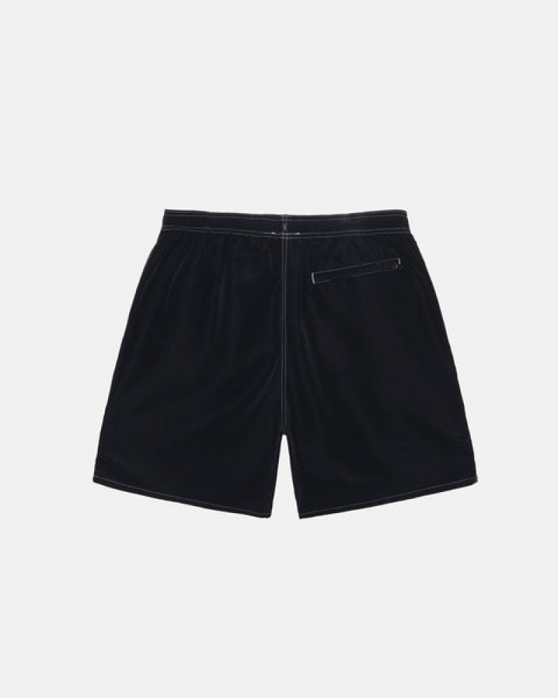 Black Men's Stussy Surfman Patch Water Short Swimwear Philippines | QZU-0800