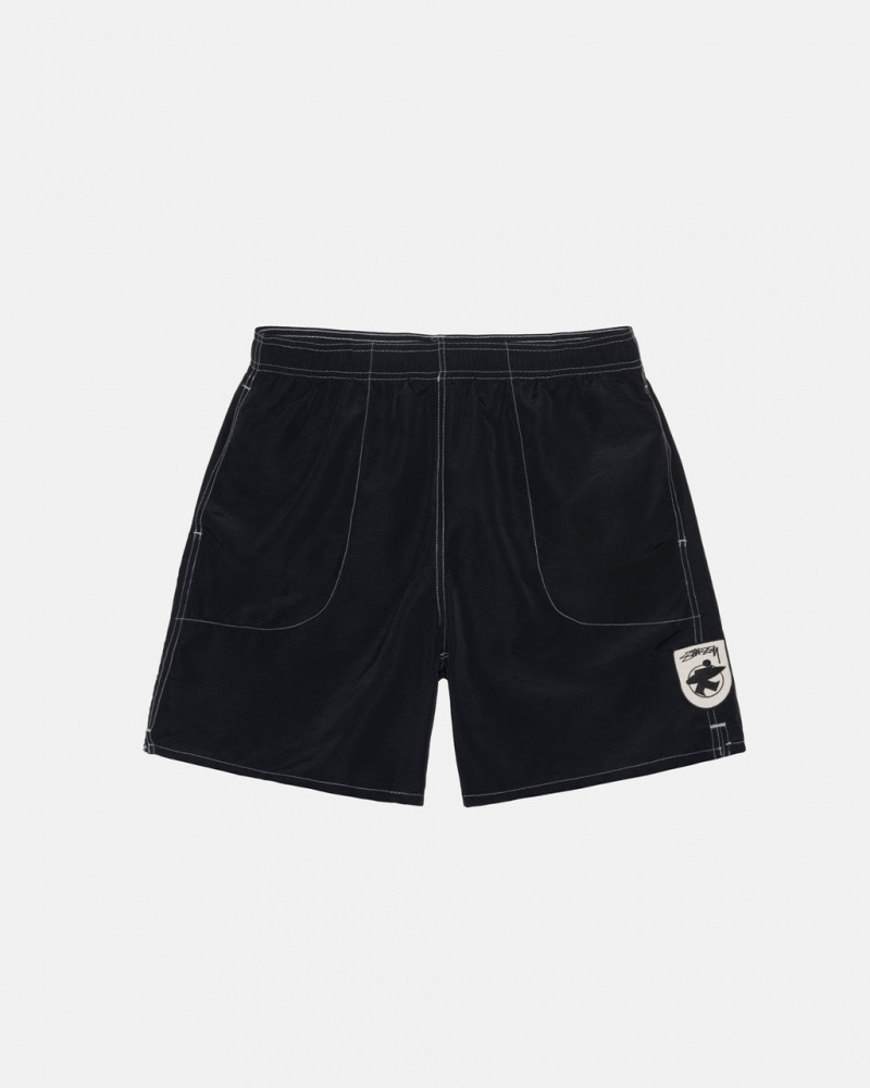 Black Men\'s Stussy Surfman Patch Water Short Swimwear Philippines | QZU-0800