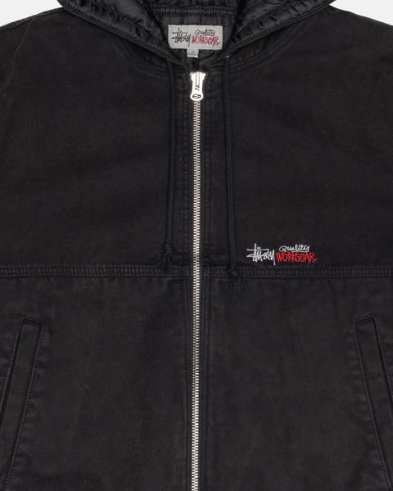 Black Men's Stussy Work Jacket Insulated Canvas Jackets Philippines | YFG-1707