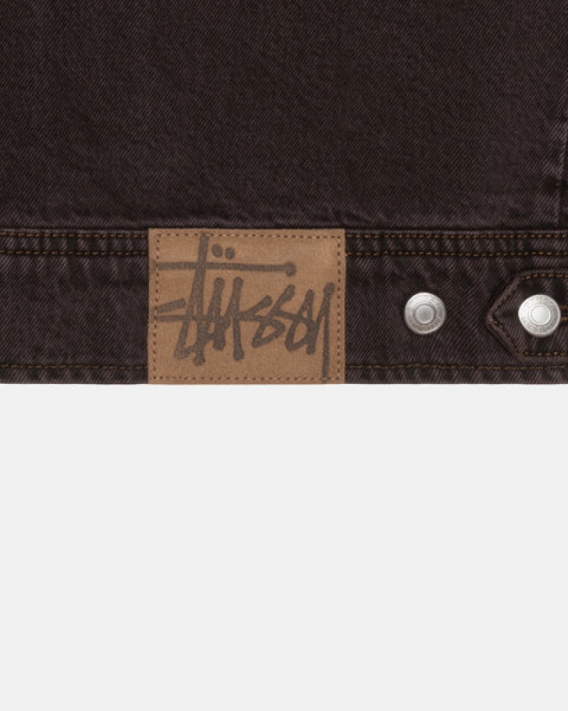 Black Men's Stussy Zip Work Jacket Denim Philippines | VEA-5506