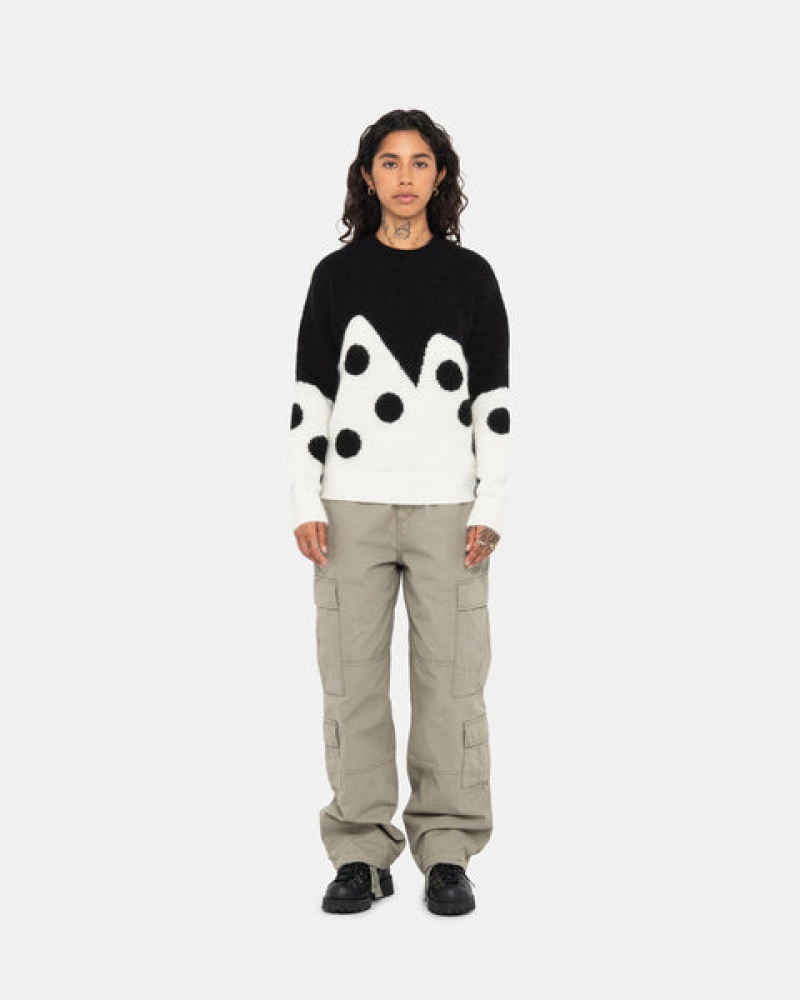 Black Women's Stussy Dice Fuzzy Crew Sweaters Philippines | STM-2841