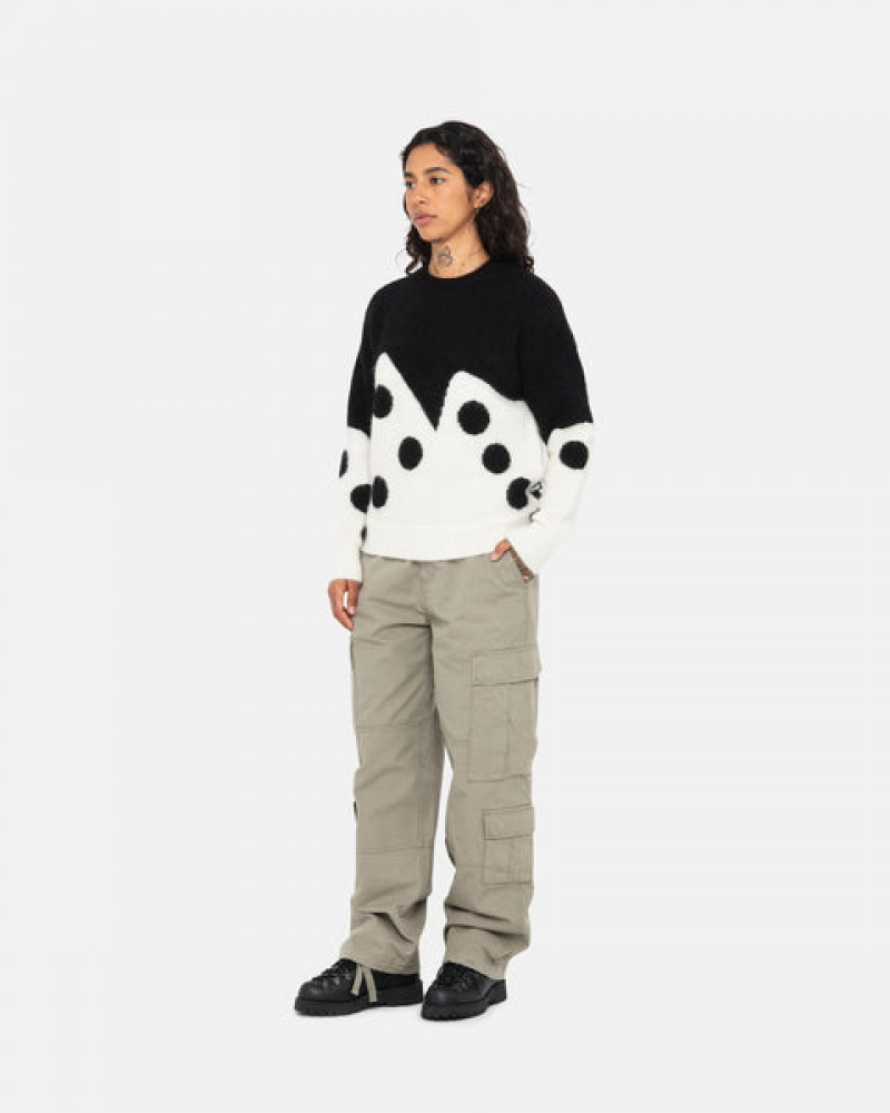 Black Women's Stussy Dice Fuzzy Crew Sweaters Philippines | STM-2841