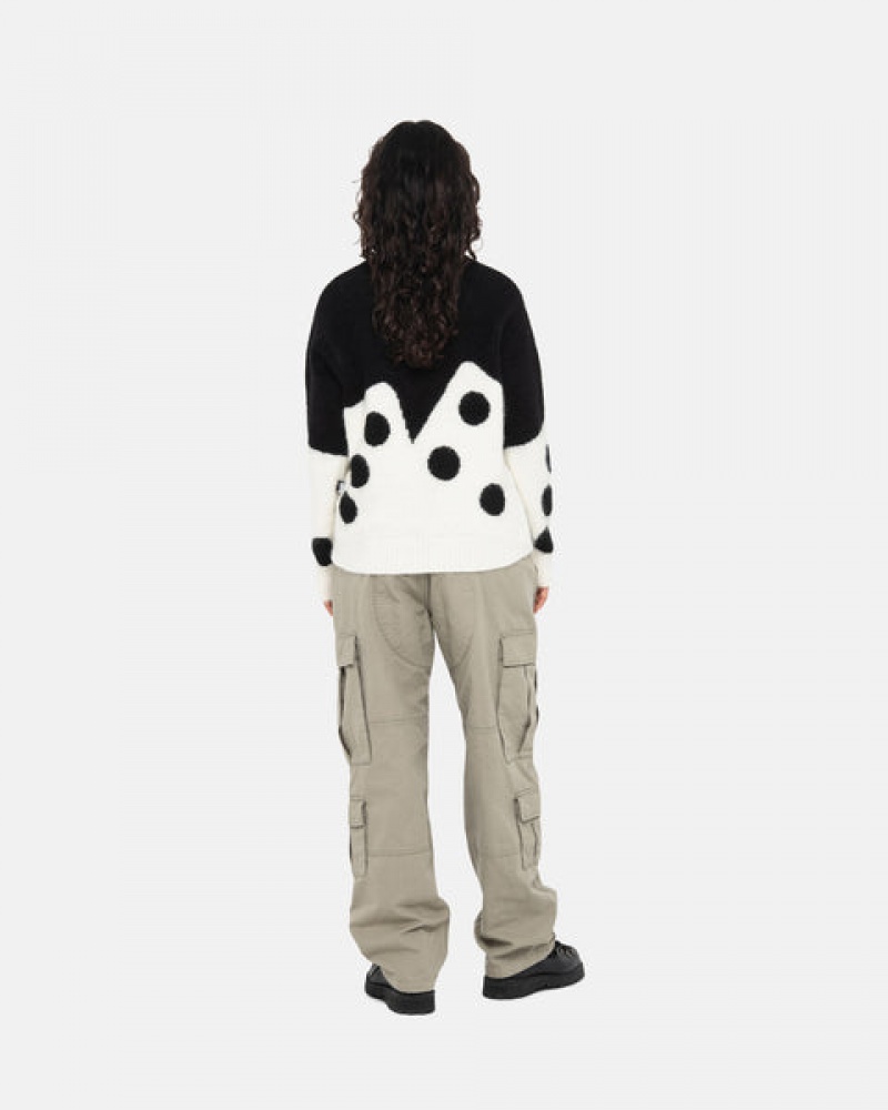 Black Women's Stussy Dice Fuzzy Crew Sweaters Philippines | STM-2841