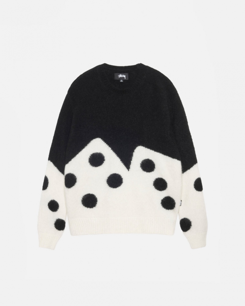 Black Women\'s Stussy Dice Fuzzy Crew Sweaters Philippines | STM-2841