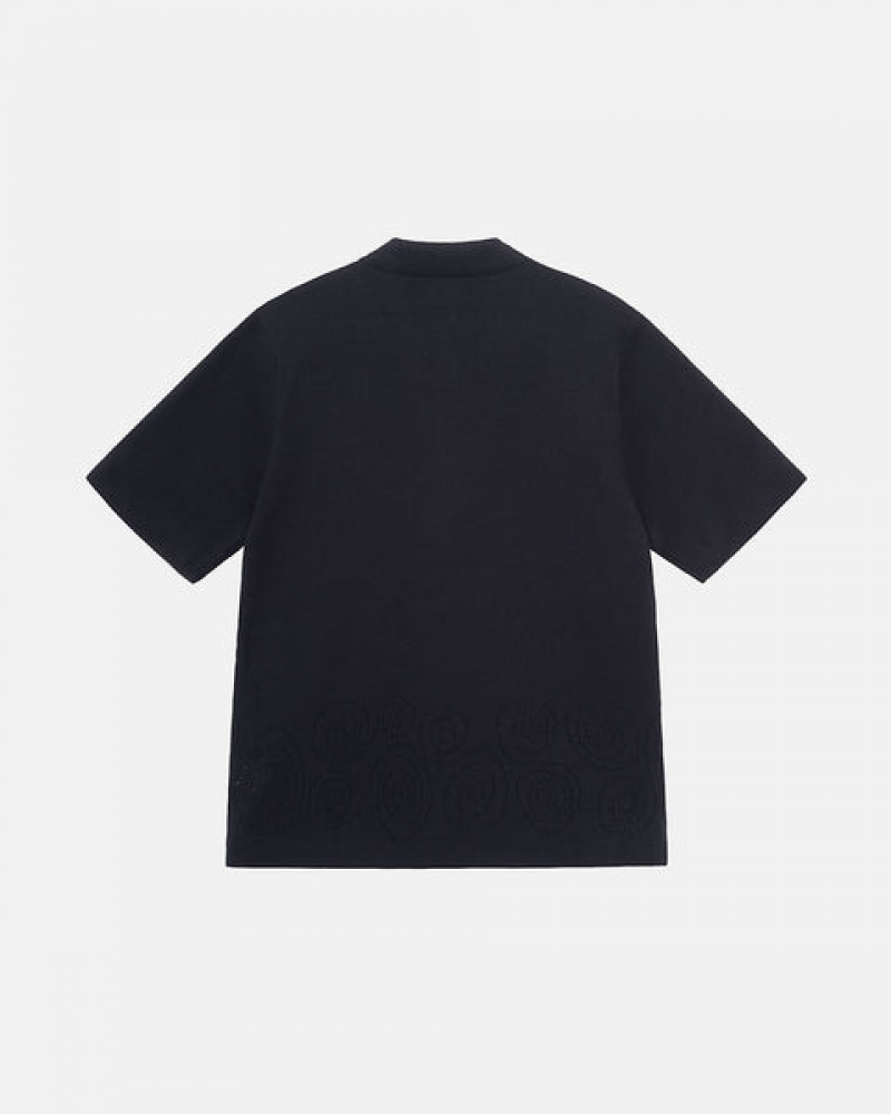 Black Women's Stussy Perforated Swirl Knit Shirts Philippines | DQM-9891