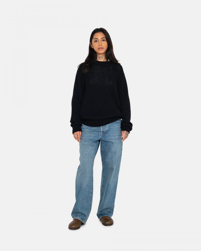 Black Women's Stussy Pigment Dyed Loose Gauge Knit Sweaters Philippines | JOA-6319