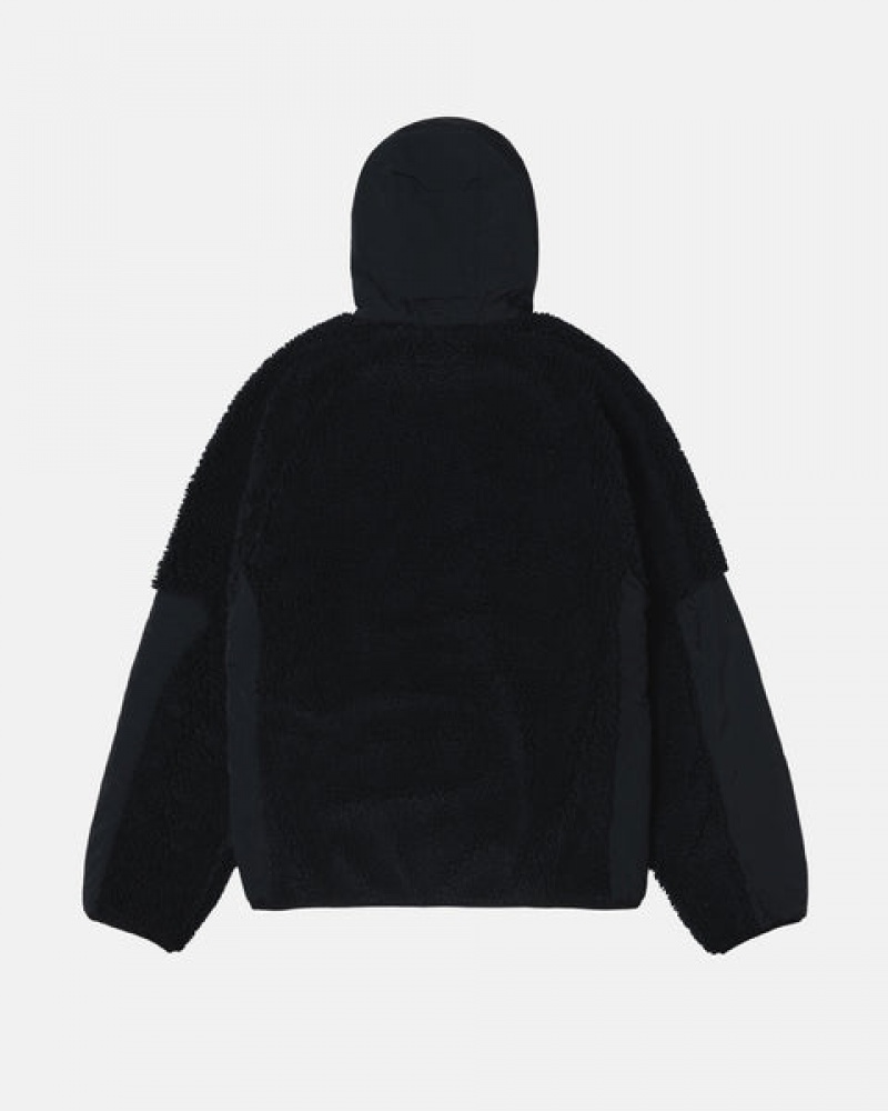 Black Women's Stussy Sherpa Paneled Hooded Jackets Philippines | VDP-4936