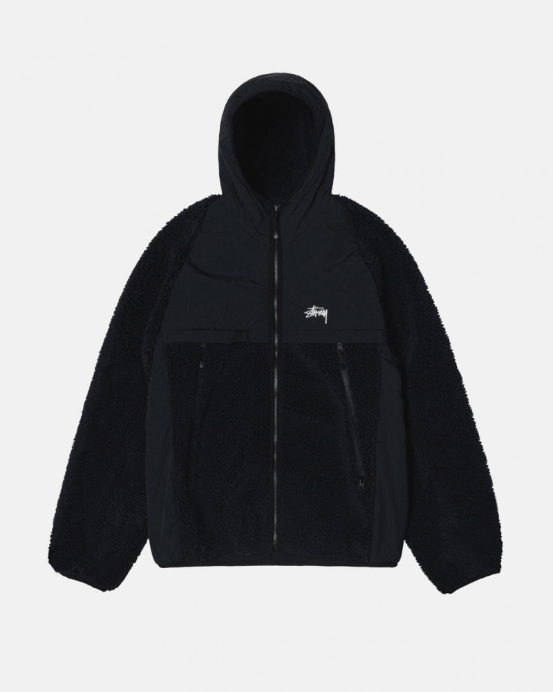 Black Women\'s Stussy Sherpa Paneled Hooded Jackets Philippines | VDP-4936