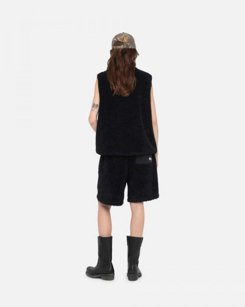 Black Women's Stussy Sherpa Shorts Philippines | VHG-9015