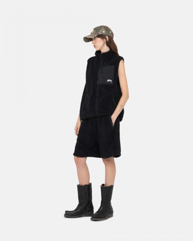 Black Women's Stussy Sherpa Shorts Philippines | VHG-9015