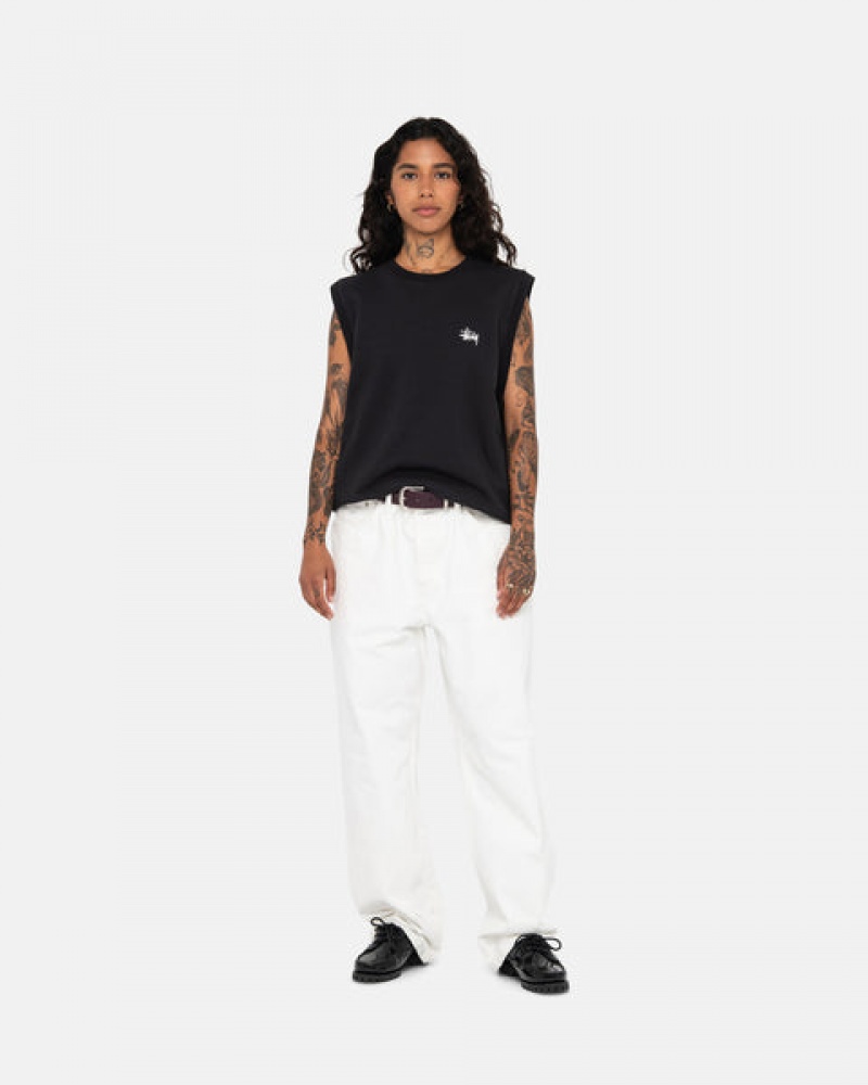 Black Women's Stussy Stock Fleece Vest Sweatshirts Philippines | HYV-4562