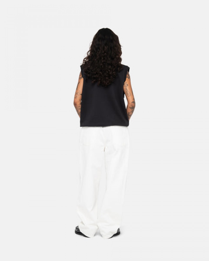 Black Women's Stussy Stock Fleece Vest Sweatshirts Philippines | HYV-4562