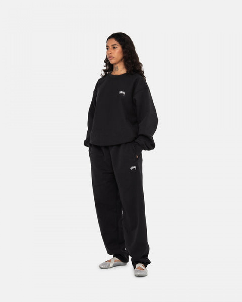 Black Women's Stussy Stock Logo Crew Sweatshirts Philippines | JDF-5622