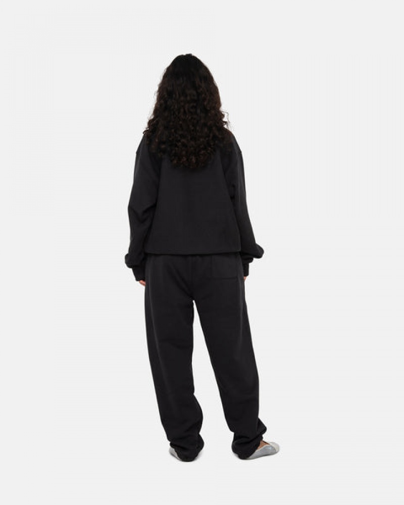 Black Women's Stussy Stock Logo Crew Sweatshirts Philippines | JDF-5622