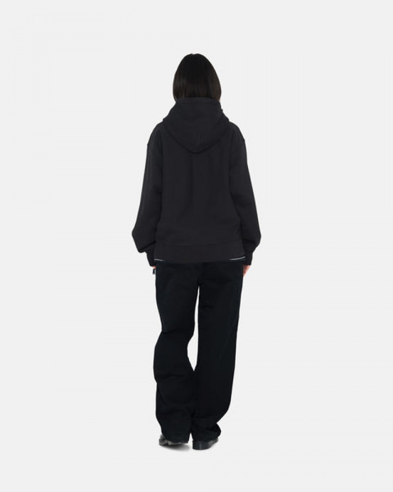 Black Women's Stussy Stock Logo Zip Hoodie Philippines | AZY-1418