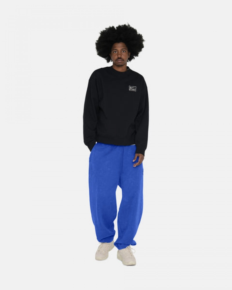 Black Women's Stussy Stone Wash Fleece Crew Sweatshirts Philippines | GXO-0512