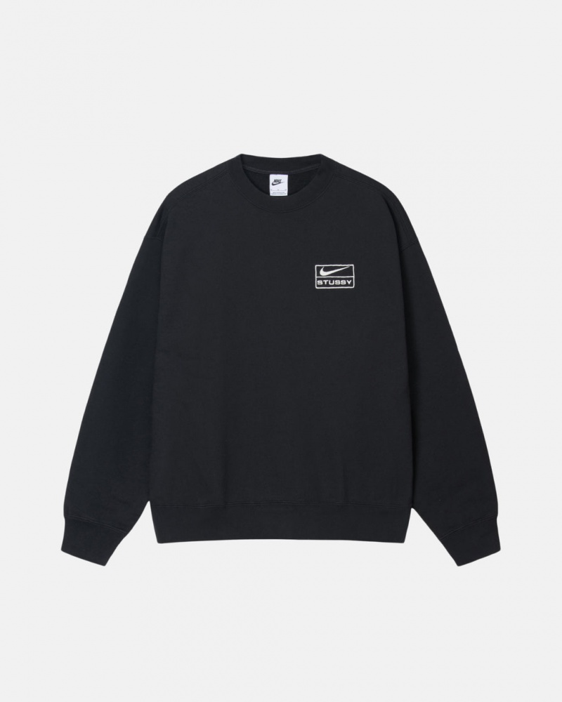 Black Women\'s Stussy Stone Wash Fleece Crew Sweatshirts Philippines | GXO-0512